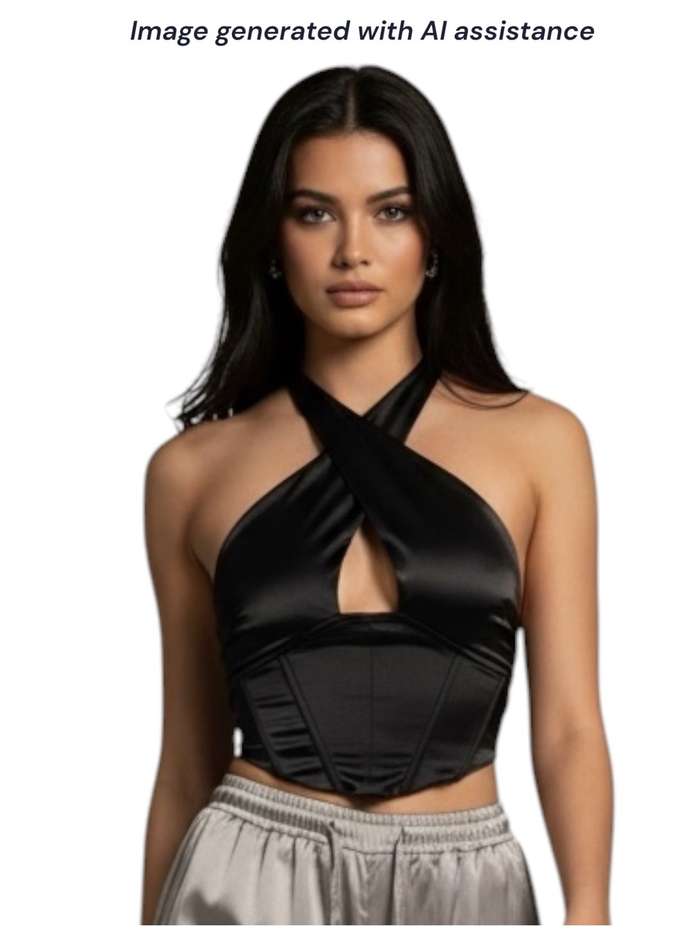 Better Be S black satin corset halter